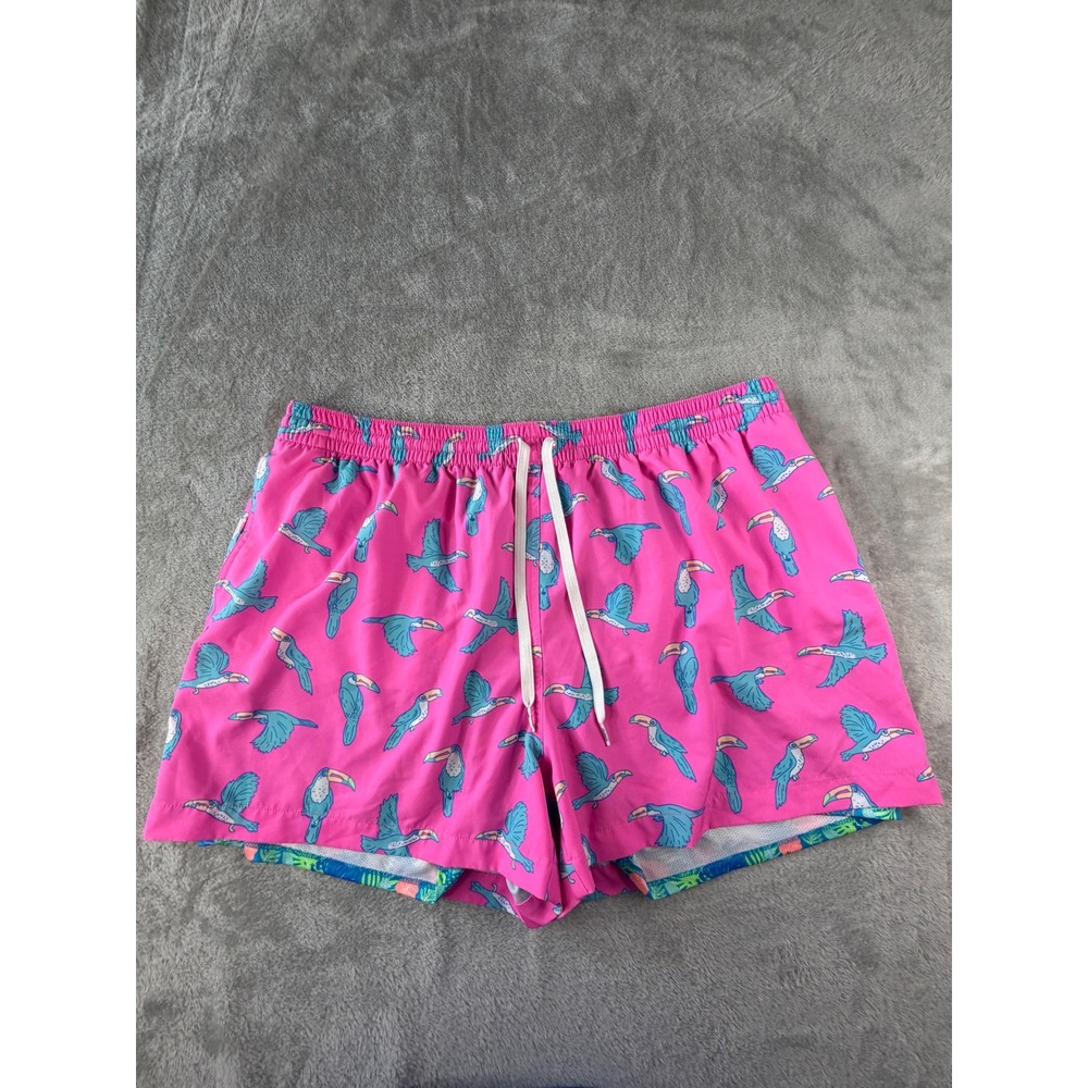 Chubbies Swim Trunks Mens 3XL Pink Toucan Bird Print 4" Inseam Shorts